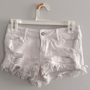 White Hollister Low-Rise Jean Shorts—Size 00